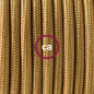 Lampe baladeuse câble textile OR, douille bakelite noire E27 avec interrupteur intégré Lampe baladeuse câble textile OR, douille bakelite noire E27 avec interrupteur intégré