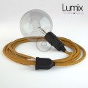 Lampe baladeuse câble textile OR, douille bakelite noire E27 avec interrupteur intégré