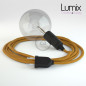 Lampe baladeuse câble textile OR, douille bakelite noire E27 avec interrupteur intégré Lampe baladeuse câble textile OR, douille bakelite noire E27 avec interrupteur intégré