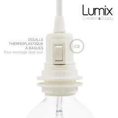 Lampe baladeuse E27 câble textile OR, douille thermoplastique avec interrupteur intégré