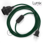 Lampe baladeuse câble textile souple Vert foncé effet soie Lampe baladeuse câble textile souple Vert foncé effet soie