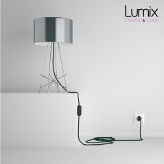 Lampe baladeuse câble textile souple Vert foncé effet soie