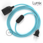 Lampe baladeuse câble textile souple Bleu Azur effet soie Lampe baladeuse câble textile souple Bleu Azur effet soie