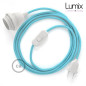 Lampe baladeuse câble textile souple Bleu Azur effet soie Lampe baladeuse câble textile souple Bleu Azur effet soie