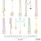 Suspension 3 lampes style moderne CUIVRE sur-mesure - câble textile au choix