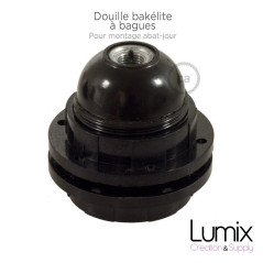 Douille bakélite noire à bague pour lampe baladeuse
