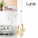 Pendant light 3 lamps modern style COPPER made to measure - textile cable of your choice