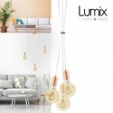Suspension 3 lamps modern style COPPER made to measure - textile cable of your choice