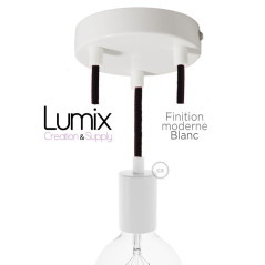 Suspension 3 lampes style moderne BLANC sur-mesure - câble textile au choix