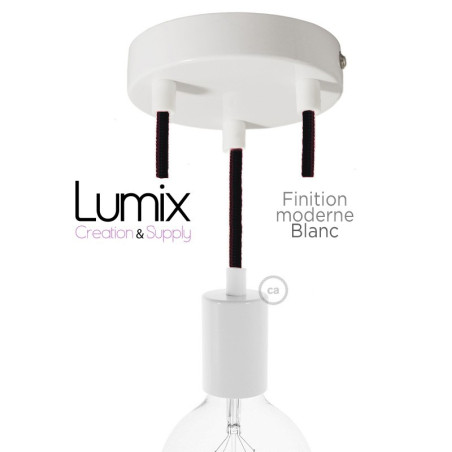 Suspension 3 lampes style moderne BLANC sur-mesure - câble textile au choix