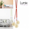 Custom-made WHITE modern style 3-light suspension - choice of textile cable