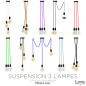 Suspension 3 lampes style moderne NOIR sur-mesure - câble textile au choix Suspension 3 lampes style moderne NOIR sur-mesure - câble textile au choix