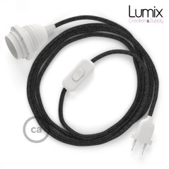 Lampe baladeuse câble textile en Lin souple couleur gris anthracite