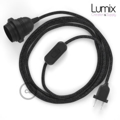 Lampe baladeuse câble textile en Lin souple couleur gris anthracite