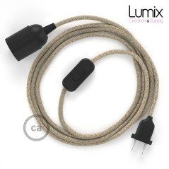 Lampe baladeuse câble textile en Lin souple couleur naturelle