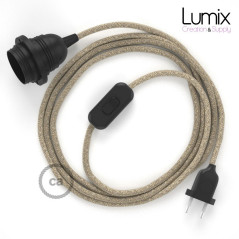 Lampe baladeuse câble textile en Lin souple couleur naturelle