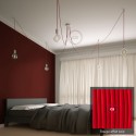 Multiple pendant lamp OCTOPUS 5 Metal - red silk-effect cable
