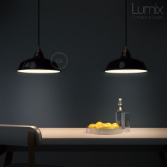 Suspension Bistrot métal revêtement extérieur émail noir