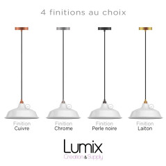 Suspension Bistrot métal revêtement extérieur émail blanc