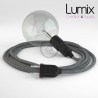 Lampe baladeuse E27 câble en Lin naturel gris, douille bakélite avec interrupteur intégré