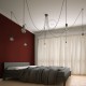 Suspension multiple OCTOPUS 7 lampes - câble textile extra-souple rouge