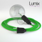 Lampe baladeuse câble textile VERT LIME, douille E27 bakélite noire avec interrupteur intégré