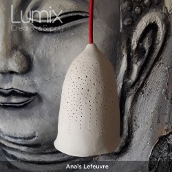 Pendant light complete with ceramic shade and textile cable