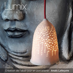 Suspension compléte avec abat-jour céramique et câble textile