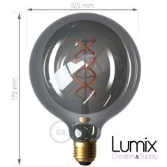 Ampoule gros Globe smoky à filament LED - 5 W / 220 Volts - G125