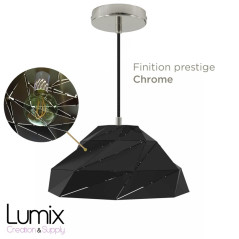 Suspension Polygon Art en métal noir opaque douille E27