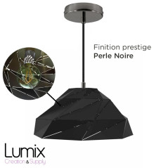 Suspension Polygon Art en métal noir opaque douille E27