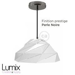 Suspension Polygon Art en métal blanc opaque douille E27