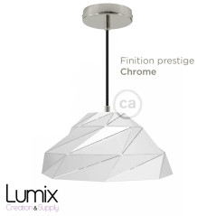 Suspension Polygon Art en métal blanc opaque douille E27