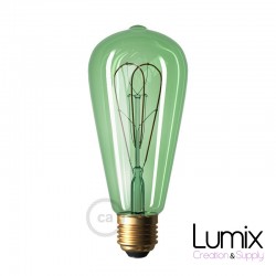 Ampoule ST64 LED double boucle - verre teinté vert - 5 W / 220 Volts