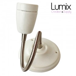 White porcelain lamp as a ceiling or wall light - with flexible sheath