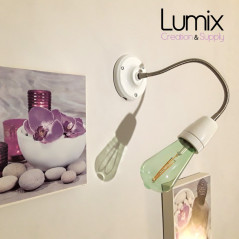 Lampe Porcelaine blanche en plafonnier ou en applique murale - avec gaine flexible
