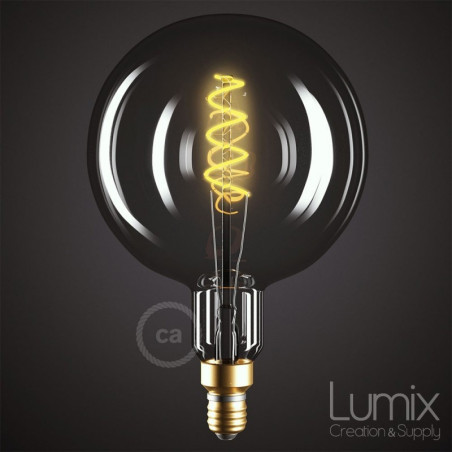 Ampoule géante Globe Smoky G200 à filament led double spirale 5 W-E27-220 Volts