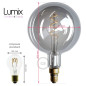 Ampoule géante Globe Smoky  G200 à filament led double spirale 5 W-E27-220 Volts