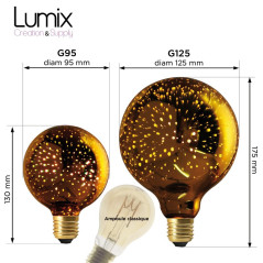 Ampoule décorative Globe COSMOS GOLD 3D - G95/G125-E27-4 WATTS