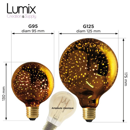 Ampoule décorative Globe COSMOS GOLD 3D - G95/G125-E27-4 WATTS