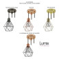 Suspension multiple 3 lampes avec cage diamant métal - Câble noir effet soie Suspension multiple 3 lampes avec cage diamant métal - Câble noir effet soie