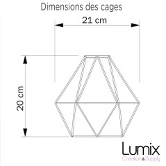Suspension multiple 3 lampes avec cage diamant métal - Style Octopus3