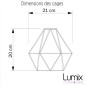 Suspension multiple 3 lampes avec cage diamant métal - Câble noir effet soie Suspension multiple 3 lampes avec cage diamant métal - Câble noir effet soie