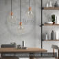 Suspension multiple 3 lampes avec cage diamant métal - Câble LIN gris