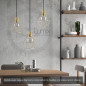 Suspension multiple 3 lampes avec cage diamant métal - Câble LIN gris