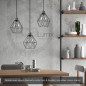 Suspension multiple 3 lampes avec cage diamant métal - Câble LIN gris