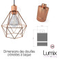 Suspension multiple 3 lampes avec cage diamant métal - Câble LIN gris