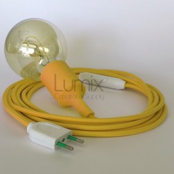 Yellow silicone socket walker lamp and silk effect yellow textile cable