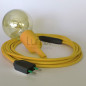 Lampe baladeuse à douille silicone jaune et câble textile jaune effet soie