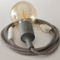 Lampe baladeuse à douille silicone grise et câble textile lin gris